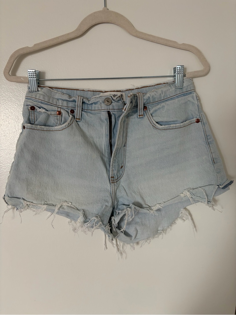 Abercrombie & Fitch Light Blue Distressed Denim Cutoff Shorts